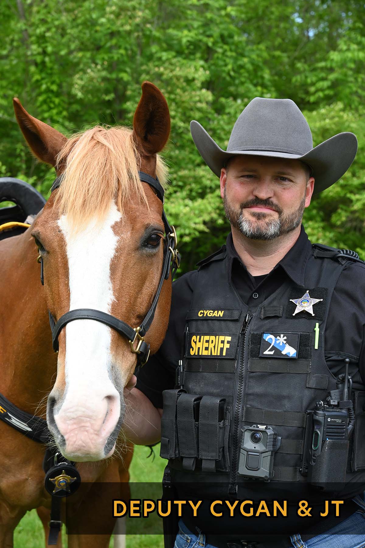 FCSO Deputy Cygan poses with his Mounted Unit partner JT