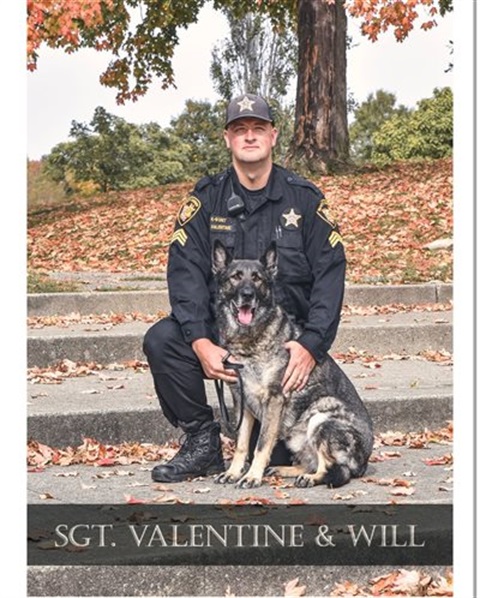 Sgt. Jeff Valentine alongside K9 Will